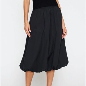 Zara Black A-Line Bubble Midi Skirt